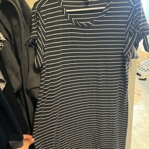 LC Lauren Conrad Navy and White Striped T-shirt Dress